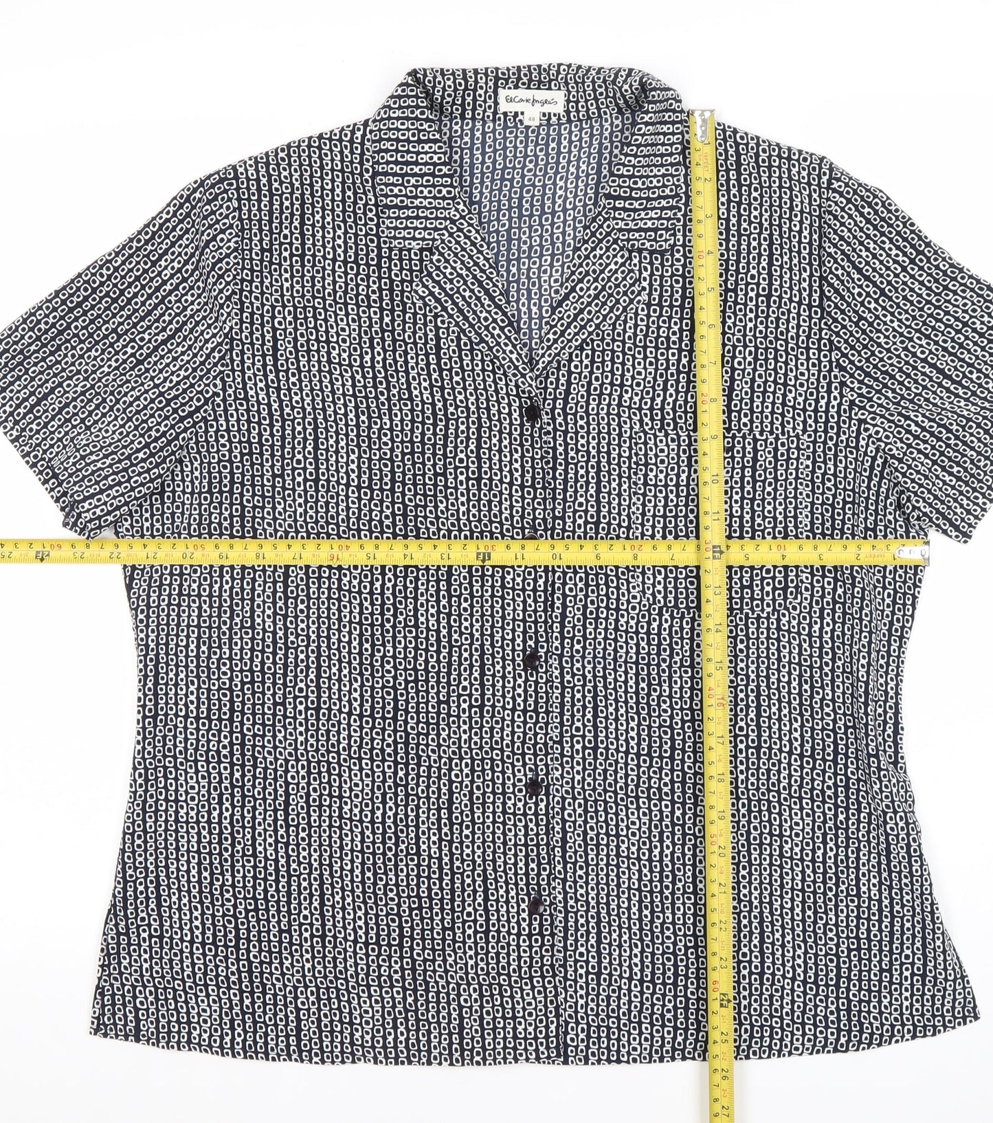 Eccentrico Womens Blue Geometric Button-Up Shirt Size 16