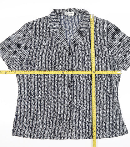 Eccentrico Womens Blue Geometric Button-Up Shirt Size 16