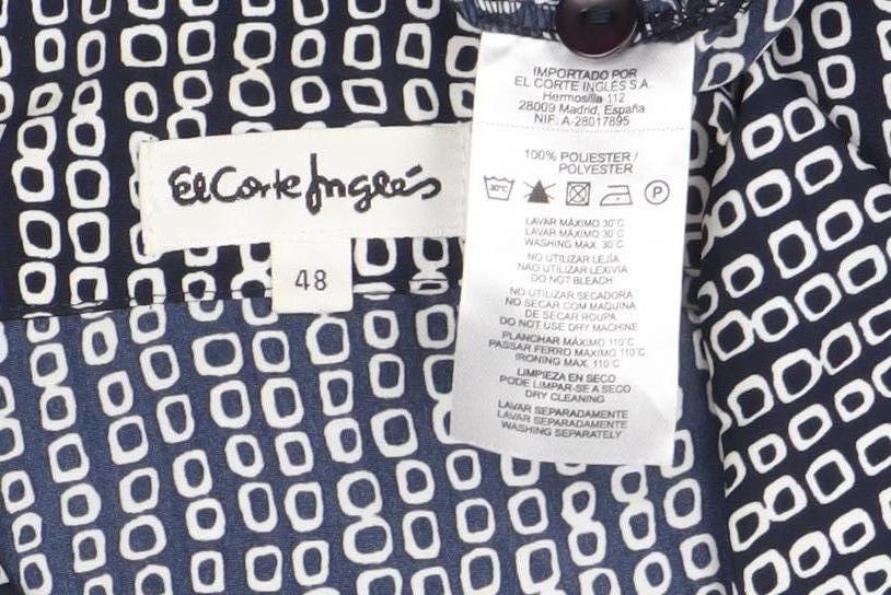 Eccentrico Womens Blue Geometric Button-Up Shirt Size 16