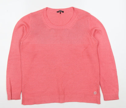 Olsen Women's Pink Cotton Blend Long Sleeve Scoop Neck Jumper Size 10