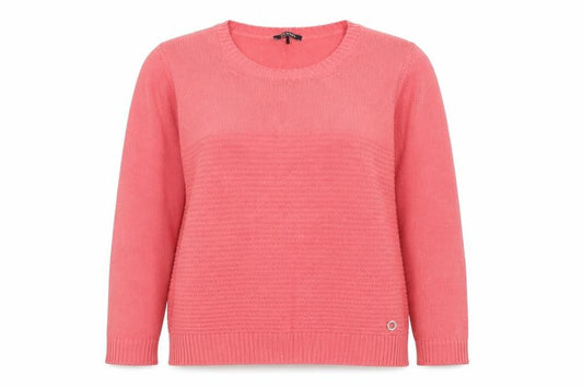 Olsen Women's Pink Cotton Blend Long Sleeve Scoop Neck Jumper Size 10