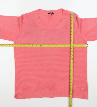 Olsen Women's Pink Cotton Blend Long Sleeve Scoop Neck Jumper Size 10