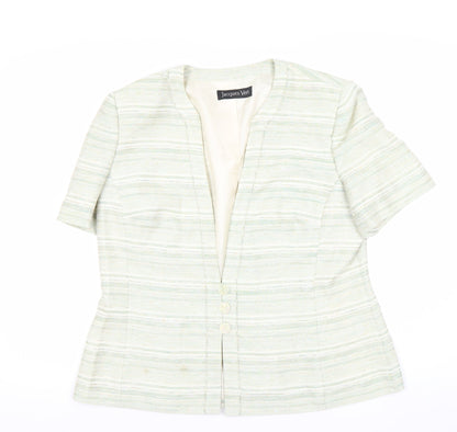 Jacques Vert Women's Beige Striped Short Sleeve Suit Jacket Size 16