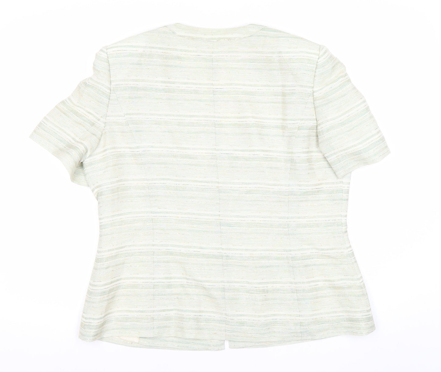 Jacques Vert Women's Beige Striped Short Sleeve Suit Jacket Size 16
