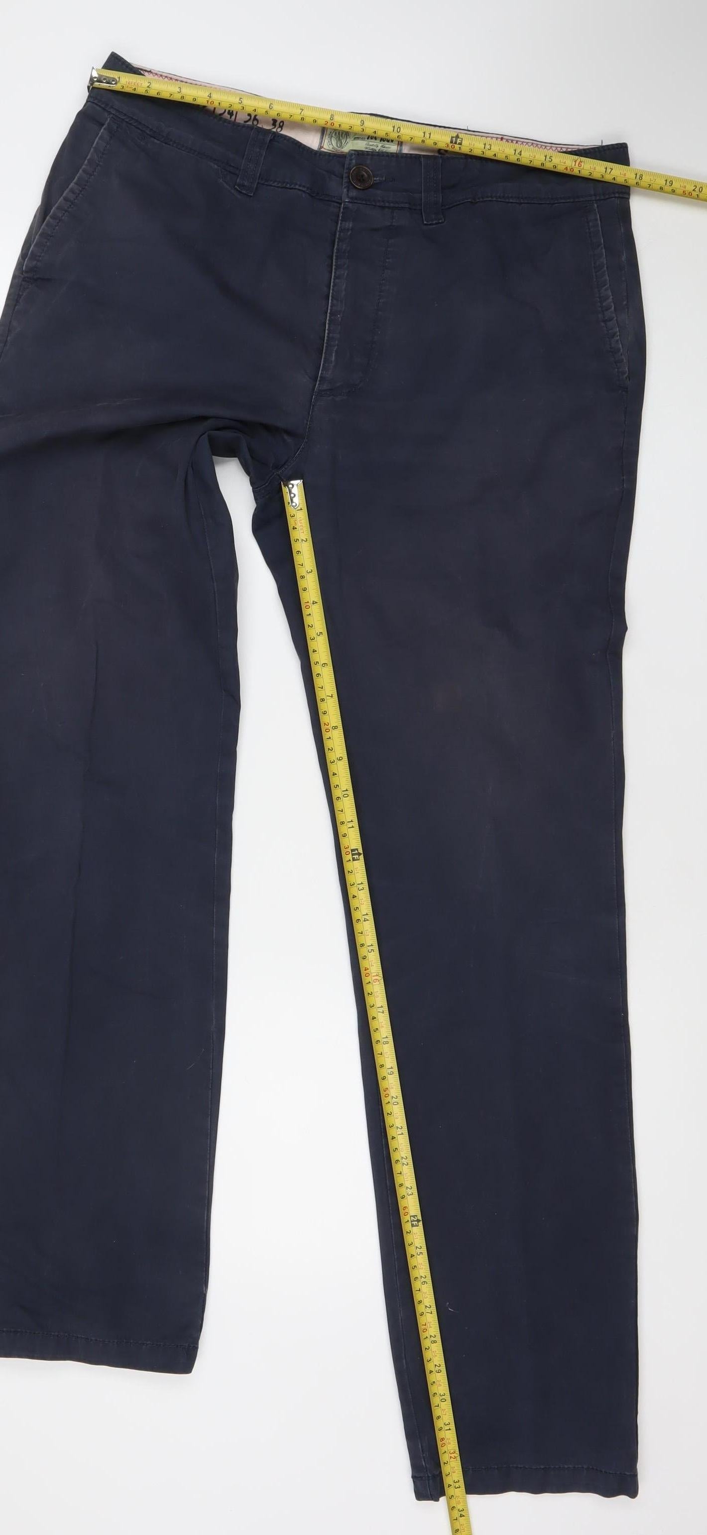 Fat Face Mens Blue Chino Trousers Size L 36in Regular Fit