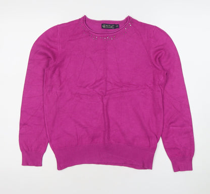 Castle of Ireland Womens Pink Jumper Size 12 Crew Neck Long Sleeve