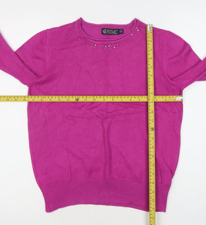 Castle of Ireland Womens Pink Jumper Size 12 Crew Neck Long Sleeve