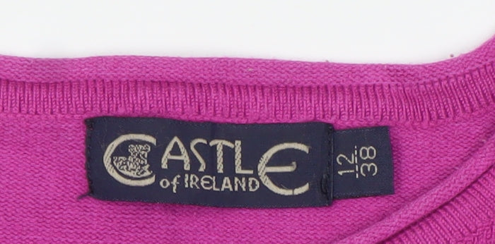 Castle of Ireland Womens Pink Jumper Size 12 Crew Neck Long Sleeve