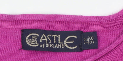Castle of Ireland Womens Pink Jumper Size 12 Crew Neck Long Sleeve