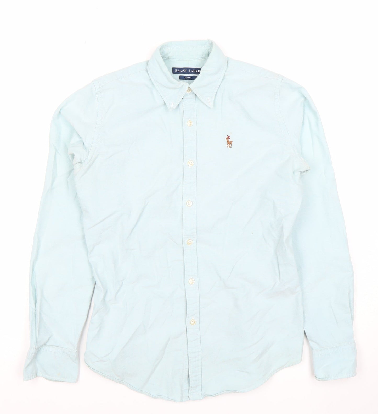 Ralph Lauren Men's Blue Slim Fit Cotton Dress Shirt Size S