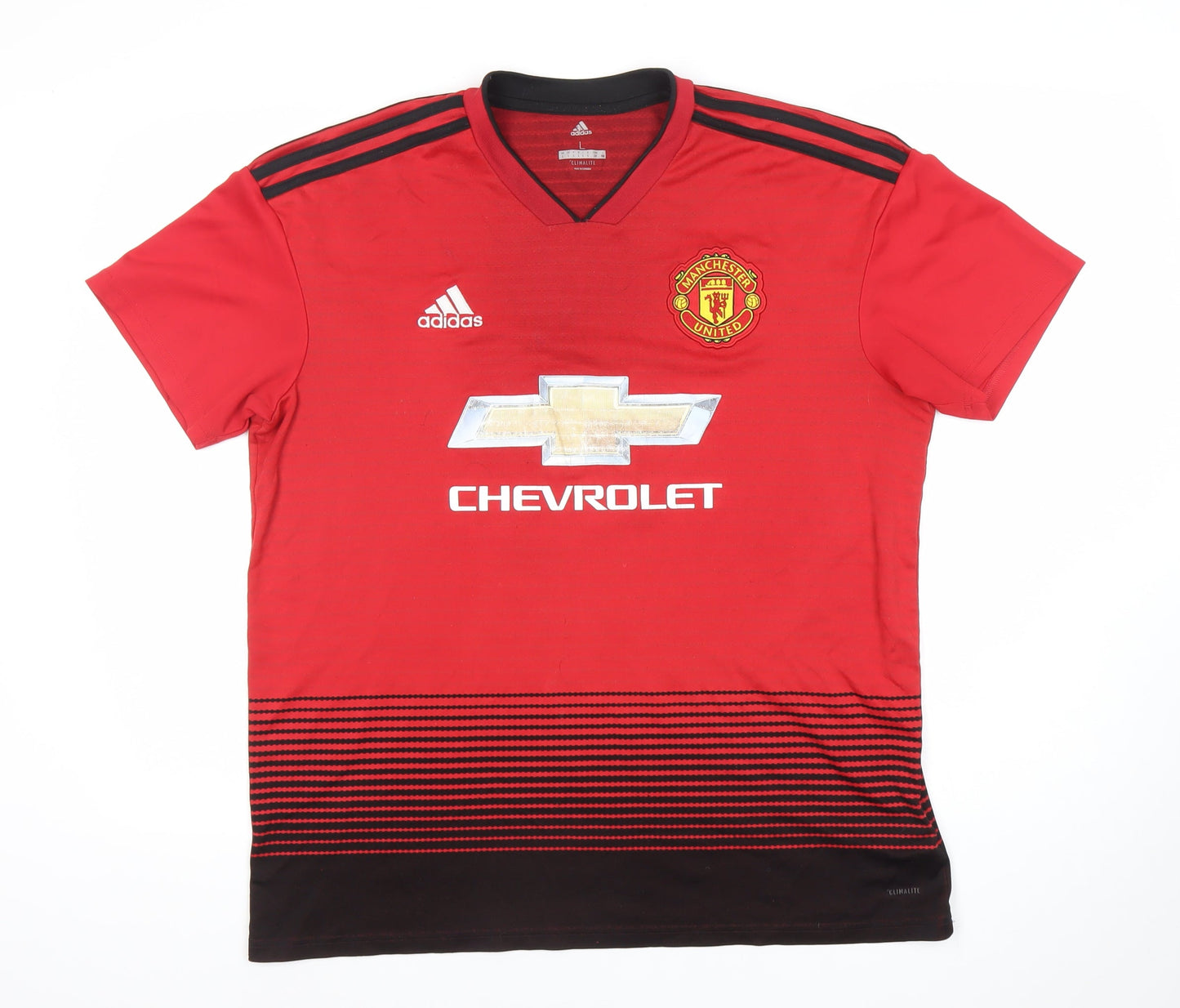 Adidas Men Red Large Manchester United Football Shirt Jersey