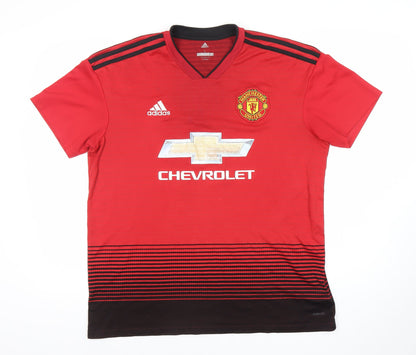 Adidas Men Red Large Manchester United Football Shirt Jersey