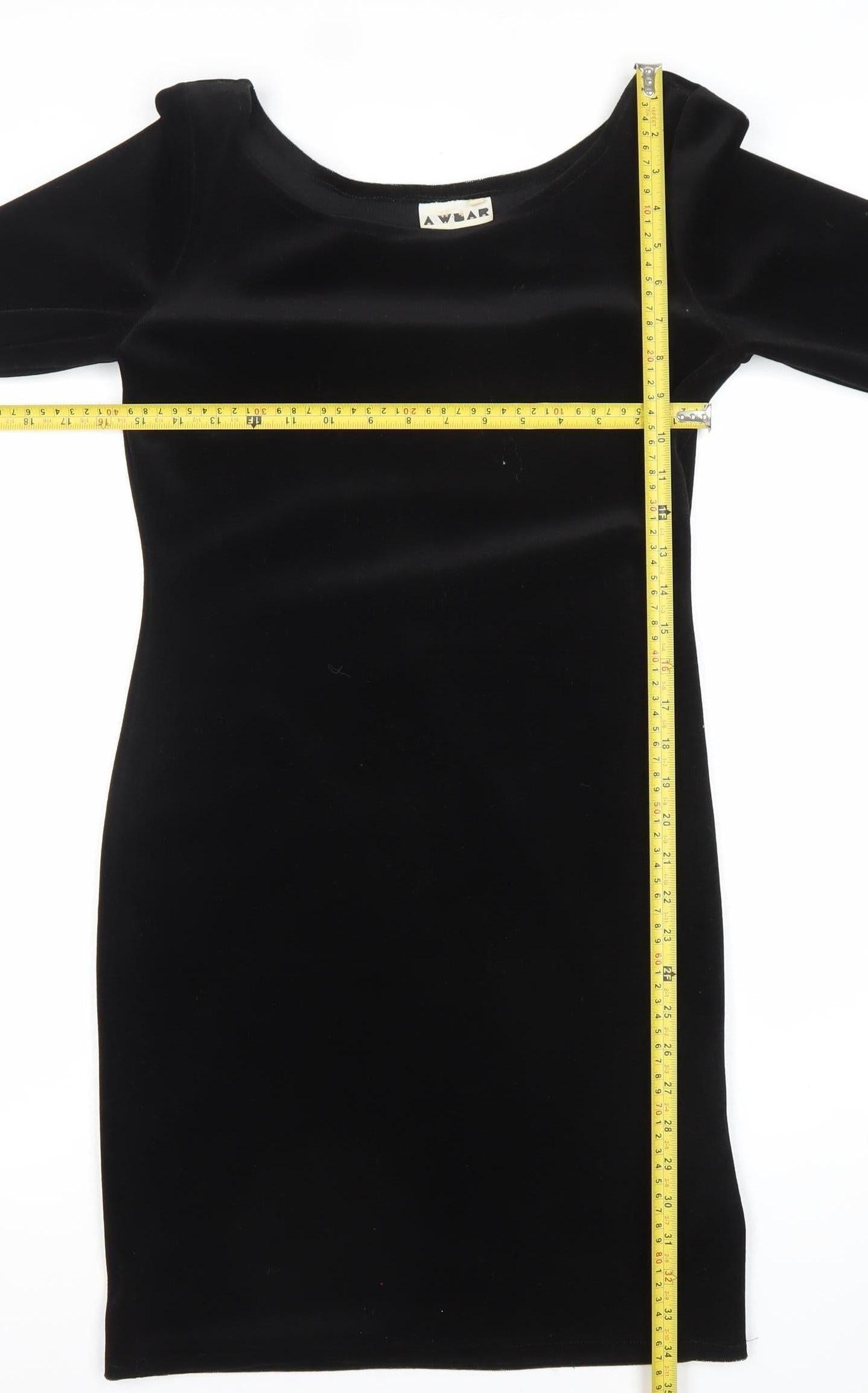 A Wear Women’s Black Velvet Bodycon Knee Dress Size 10
