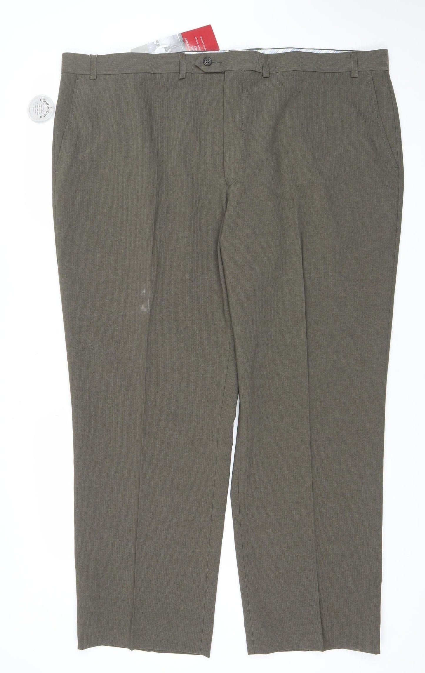 Marks and Spencer Men Taupe Crease Resistant Dress Trousers 46L Polyester
