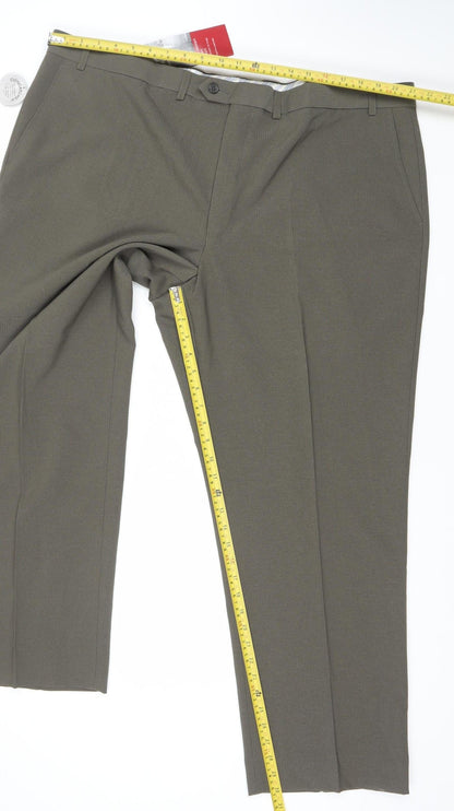 Marks and Spencer Men Taupe Crease Resistant Dress Trousers 46L Polyester