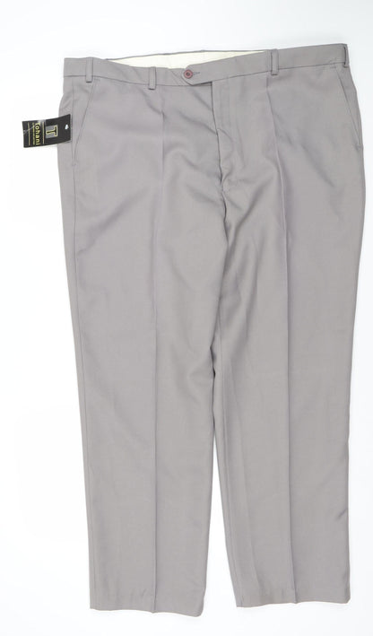 Tohani Men's Grey 42x29 Regular Fit Dress Pants Formal Trousers