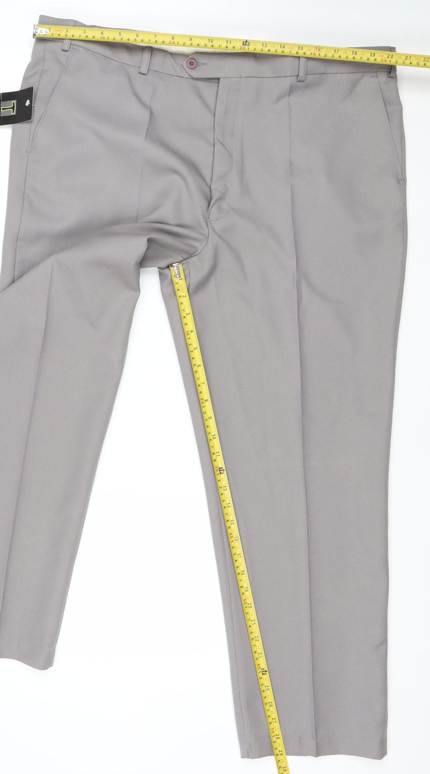 Tohani Men's Grey 42x29 Regular Fit Dress Pants Formal Trousers