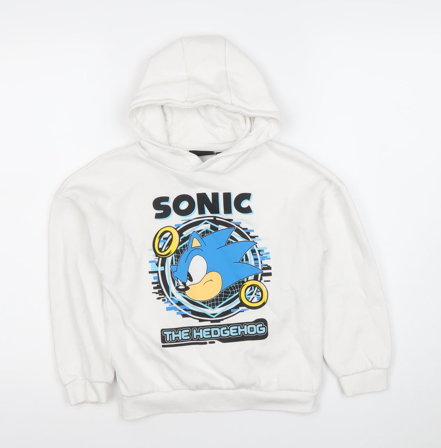 Sonic the Hedgehog Boys White Pullover Hoodie 7-8 Years Graphic Print