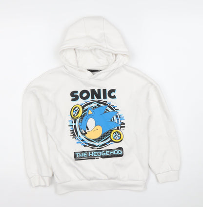 Sonic the Hedgehog Boys White Pullover Hoodie 7-8 Years Graphic Print
