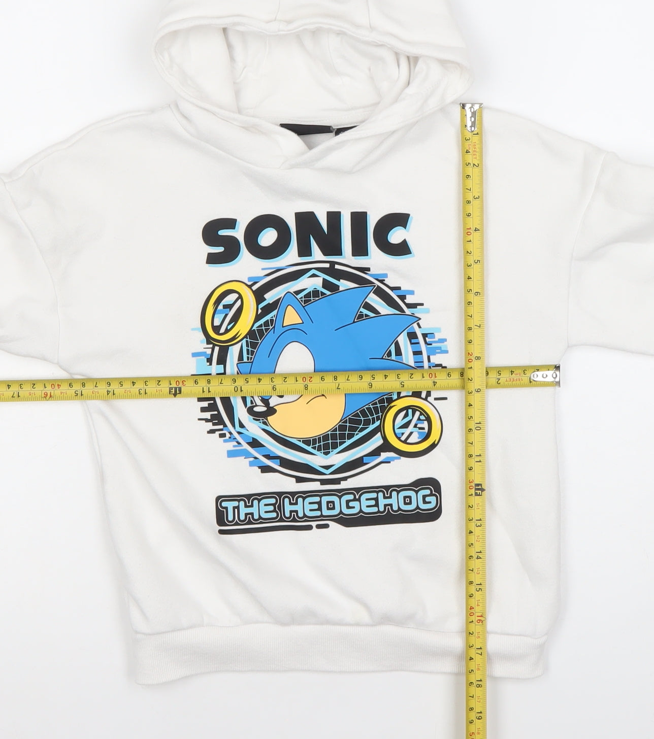 Sonic the Hedgehog Boys White Pullover Hoodie 7-8 Years Graphic Print