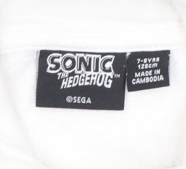 Sonic the Hedgehog Boys White Pullover Hoodie 7-8 Years Graphic Print