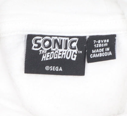 Sonic the Hedgehog Boys White Pullover Hoodie 7-8 Years Graphic Print