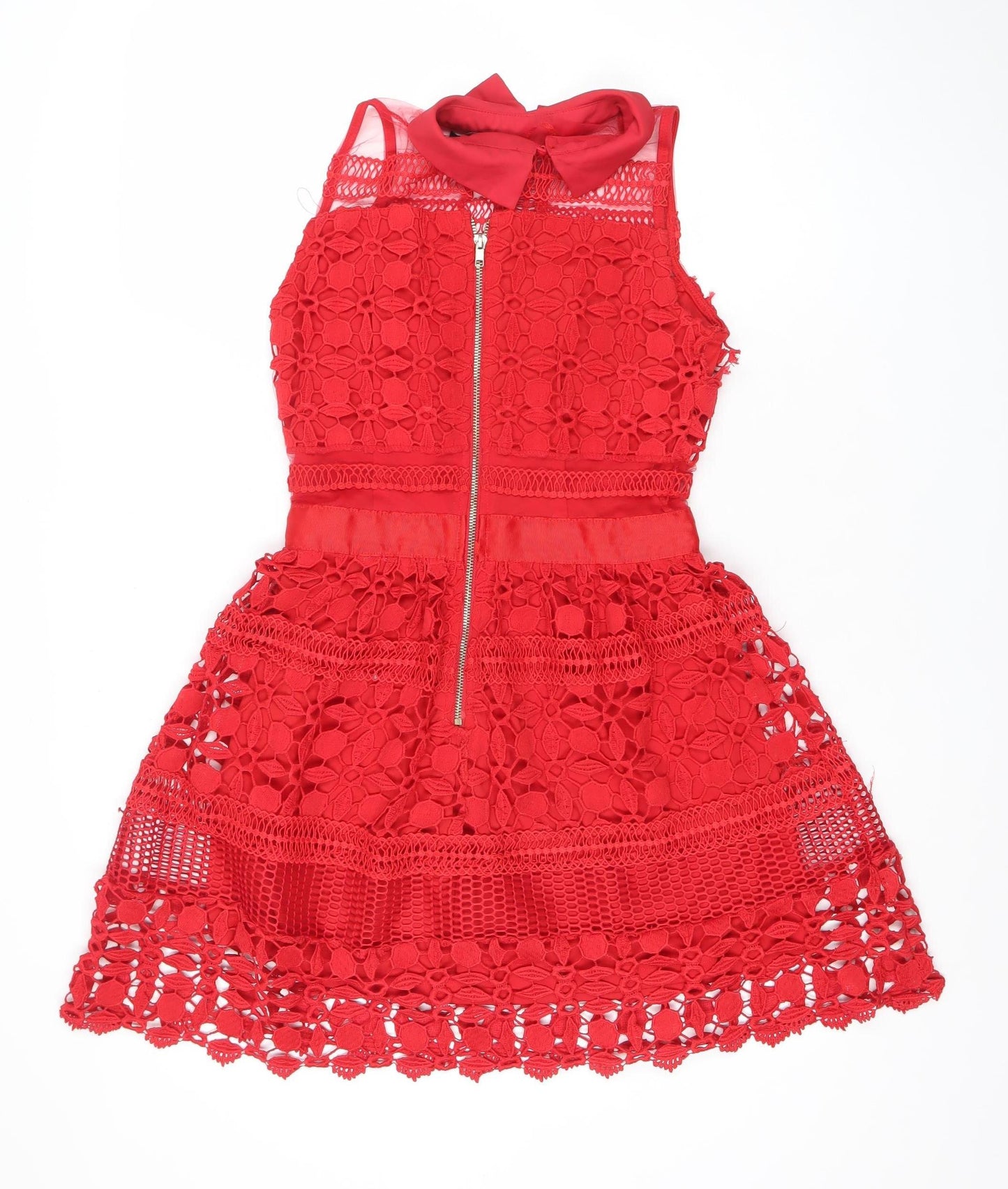 Dainty Women's Red Lace Fit & Flare Sleeveless Party Dress Size S