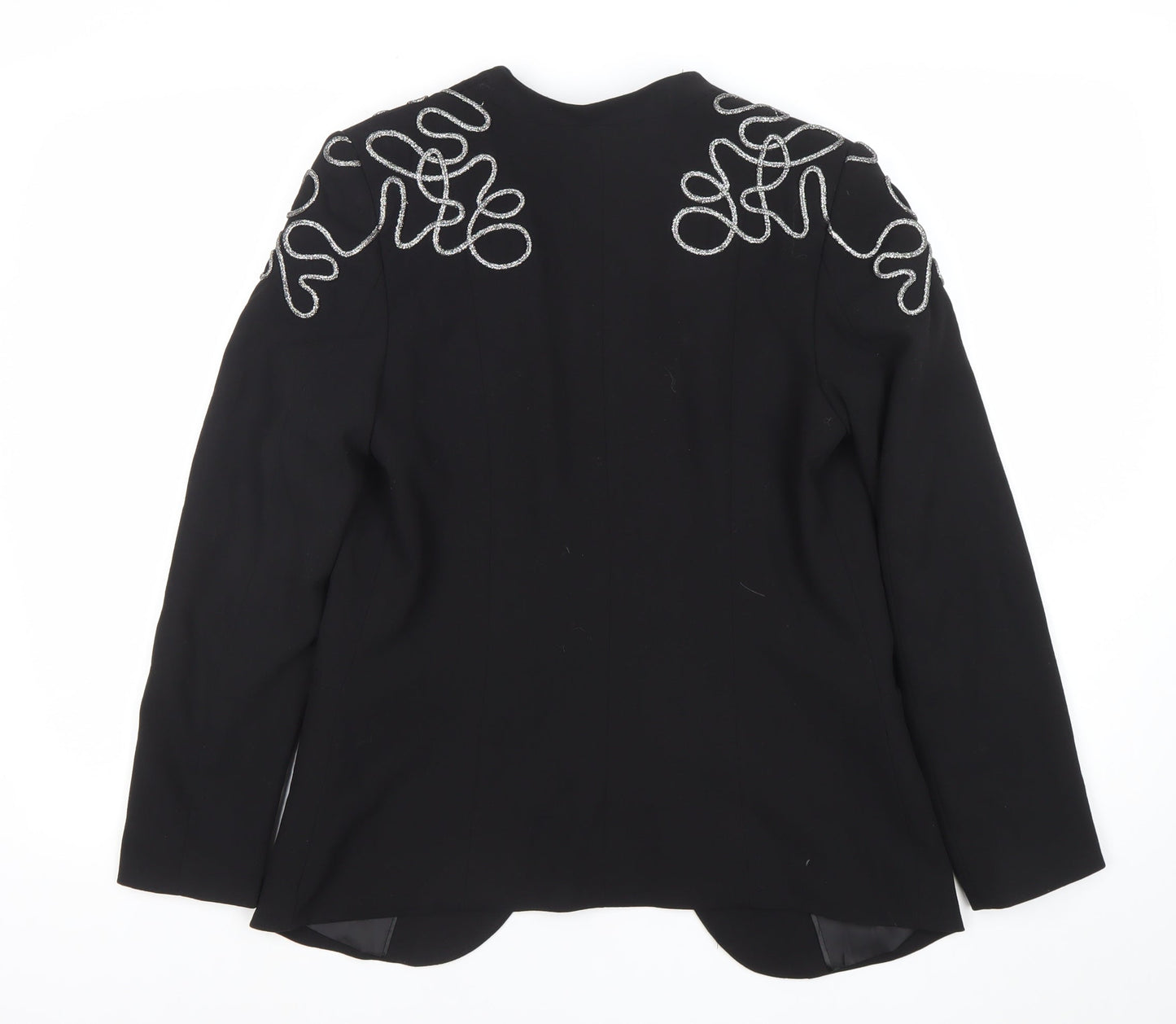 H&M Womens Black Embellished Tuxedo Style Blazer Size 8
