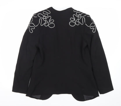 H&M Womens Black Embellished Tuxedo Style Blazer Size 8