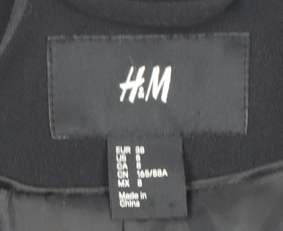 H&M Womens Black Embellished Tuxedo Style Blazer Size 8