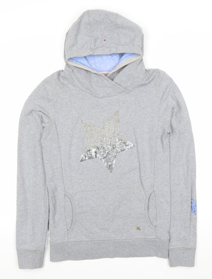 Tommy Hilfiger Girls Grey Sequin Star Pullover Hoodie Size 16 Years