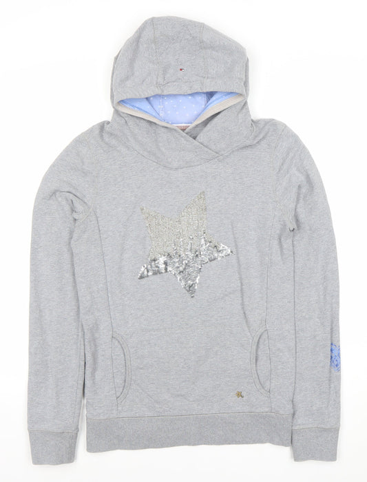Tommy Hilfiger Girls Grey Sequin Star Pullover Hoodie Size 16 Years
