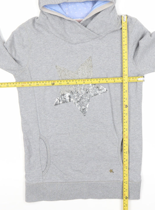 Tommy Hilfiger Girls Grey Sequin Star Pullover Hoodie Size 16 Years