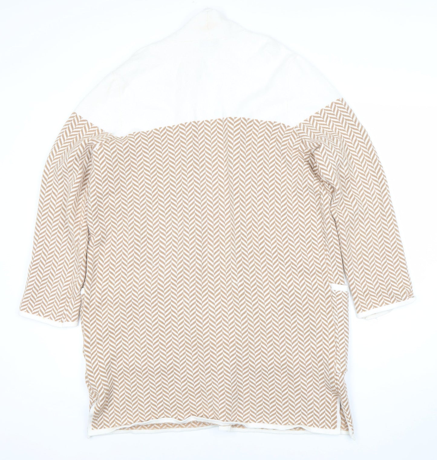 Very Women Beige Geometric Knit Longline Cardigan Size 12
