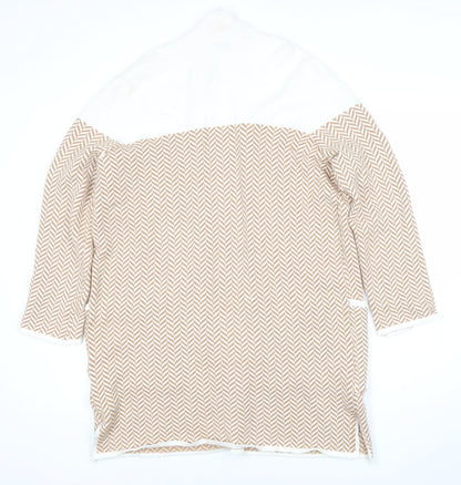 Very Women Beige Geometric Knit Longline Cardigan Size 12