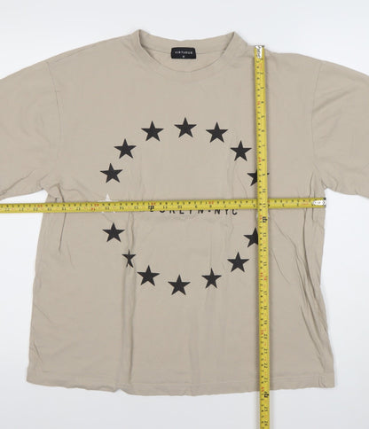 Virtuous Men's Beige Brooklyn NYC Graphic Short Sleeve T-Shirt M