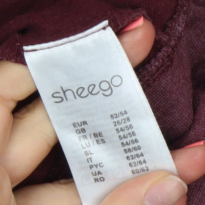 Sheego Women Burgundy Pullover Hoodie Size 26/28 Cotton Blend SCL Logo