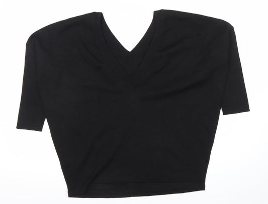 Saint Tropez Womens Black V-Neck 3/4 Sleeve Pullover Jumper M