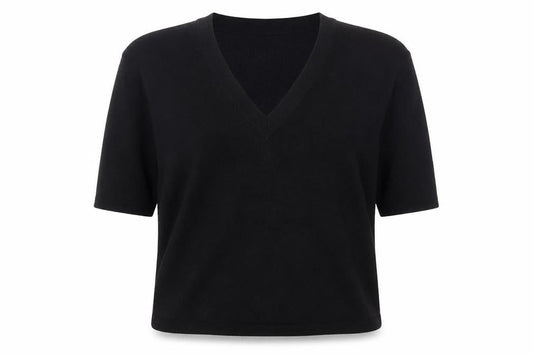 Saint Tropez Womens Black V-Neck 3/4 Sleeve Pullover Jumper M