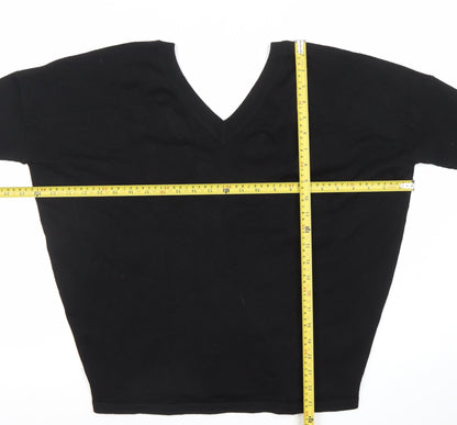 Saint Tropez Womens Black V-Neck 3/4 Sleeve Pullover Jumper M