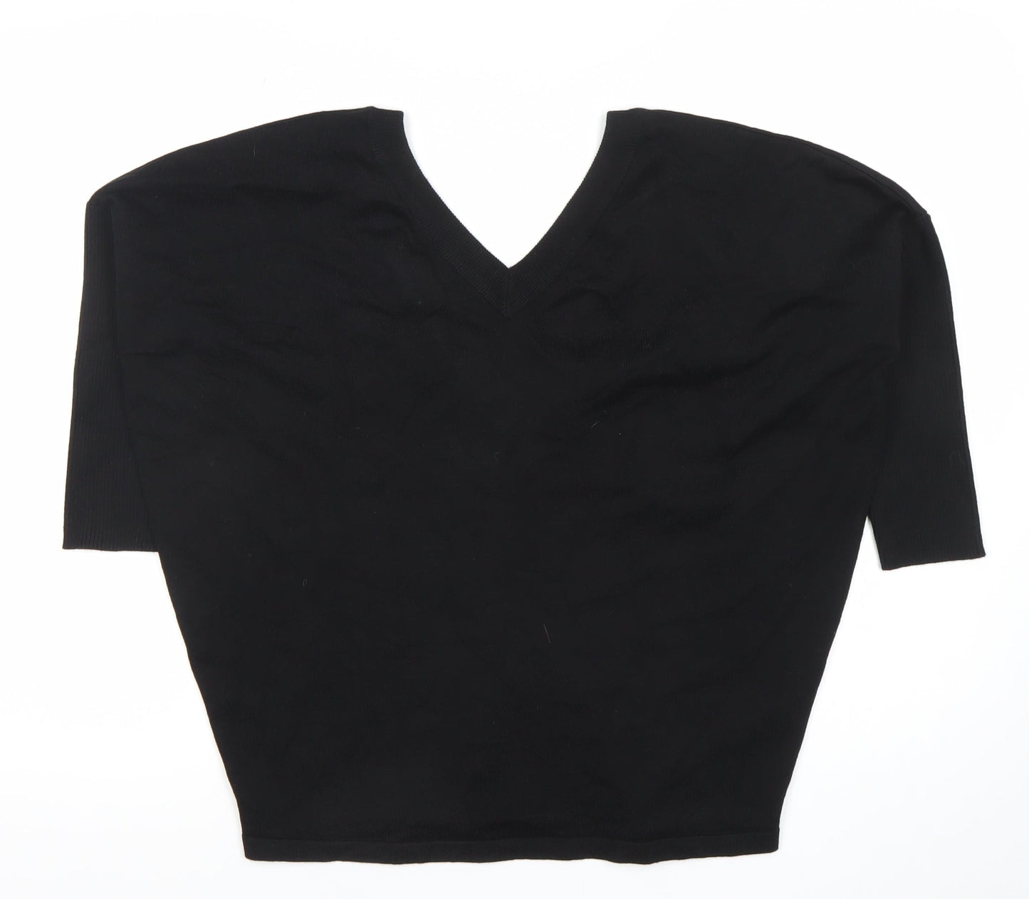 Saint Tropez Womens Black V-Neck 3/4 Sleeve Pullover Jumper M