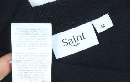 Saint Tropez Womens Black V-Neck 3/4 Sleeve Pullover Jumper M