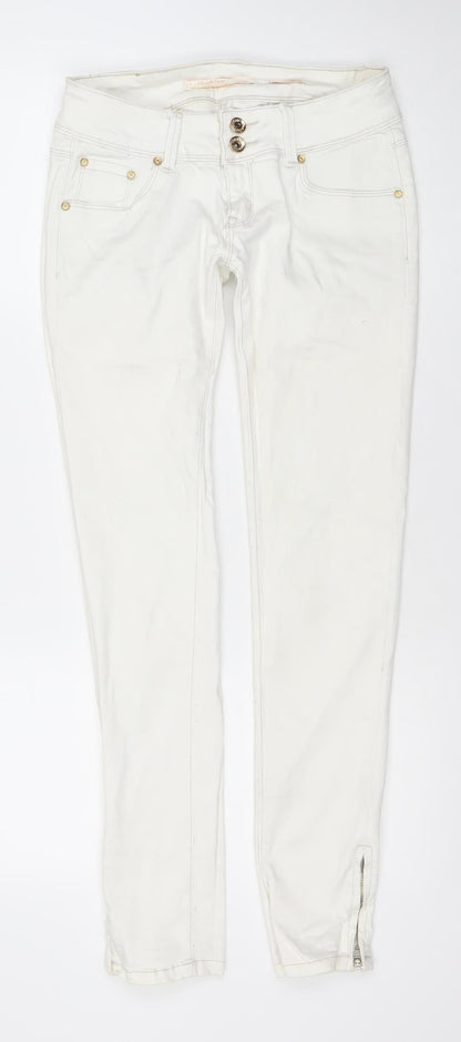 Newplay Women White Slim Fit Ankle Zip Jeans Size 10