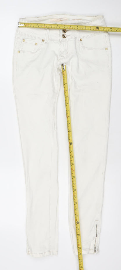 Newplay Women White Slim Fit Ankle Zip Jeans Size 10
