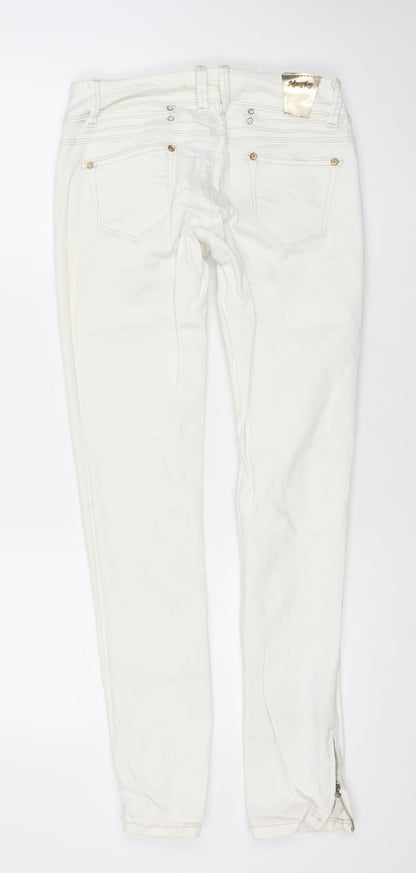 Newplay Women White Slim Fit Ankle Zip Jeans Size 10