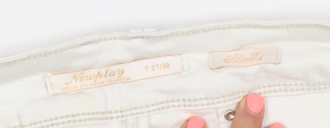 Newplay Women White Slim Fit Ankle Zip Jeans Size 10