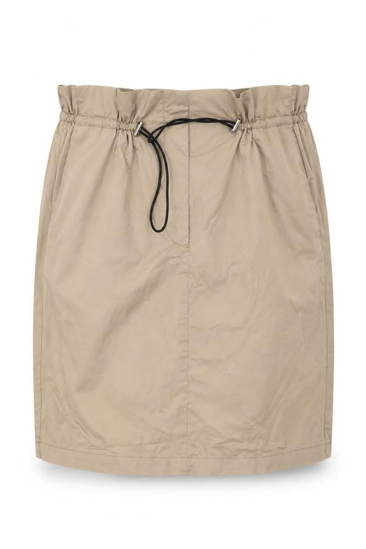 MNG Women Beige Cotton Elastic Waist Knee Length Skirt Size 10