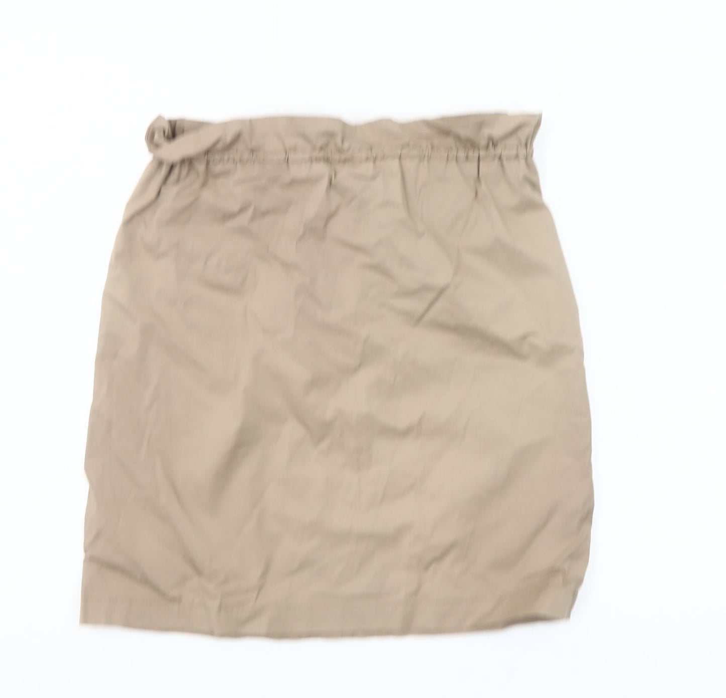 MNG Women Beige Cotton Elastic Waist Knee Length Skirt Size 10