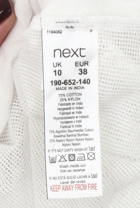 Next Women White Cotton Nylon Tank Top Size 10 V-Neck Summer Camisole