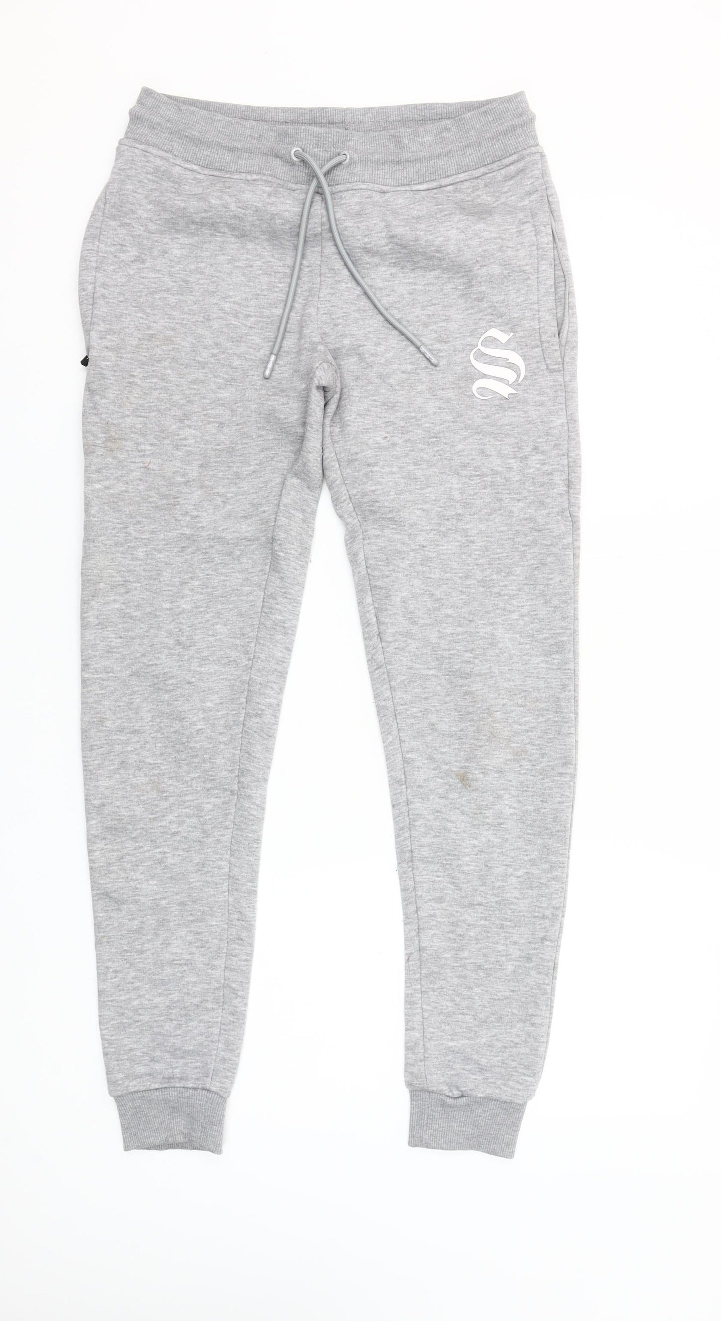 Sinners Attire Grey Womens Jogger Trousers Small Fleece Lined Casual Comfort Fit